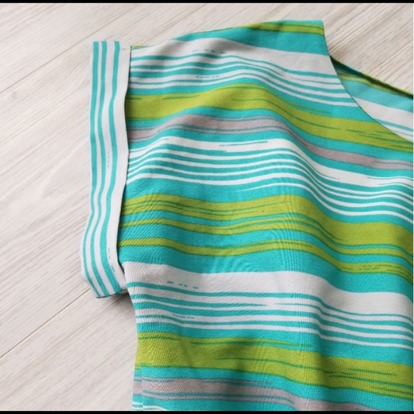 Banana Republic green teal white stripe blouse - Picture 4 of 4
